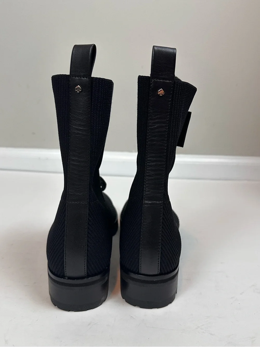 Kate Spade Merigue Black Knit Lace Up Combat Boots Women’s 8.5B